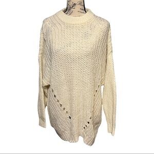 American Eagle Outfitters Women’s Open Knit Sweater Ivory Oversized Medium